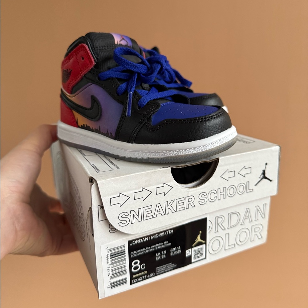 Jordan Mid Sneakers - Black, Red, and Blue